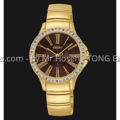 SEIKO CRYSTAL BEZEL LADIES GOLD QUARTZ SRZ444P1