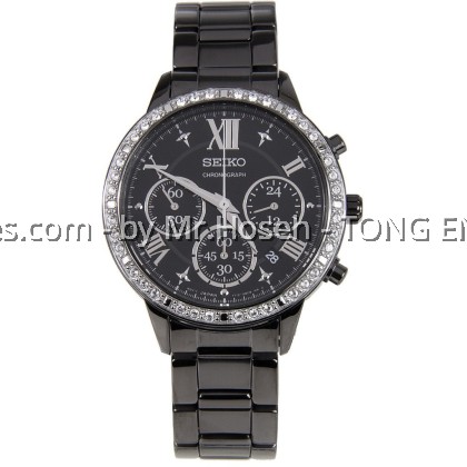 SEIKO CRYSTAL BEZEL LADIES CHRONOGRAPH SRW844P1