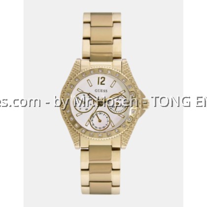 GUESS CRYSTAL DAY DATE GOLD MID SIZE LADIES W0938L2