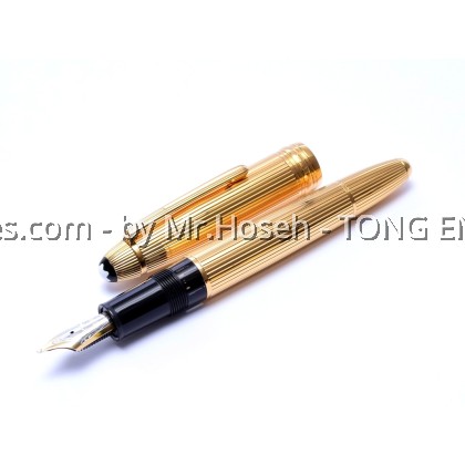 Montblanc Meisterstuck Masterpiece LeGrand Solitaire Sterling Silver & Gold Vermeil Ribbed Godron Fountain Pen (B) 1465 / 17294