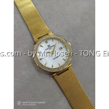 Carlo Cardini Crystals Swiss Quartz 38mm Ladies Watch 4507G-GP-1