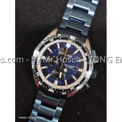 Balmer 44mm Men Chronograph Watch with Compass Bezel 8118G SS-5