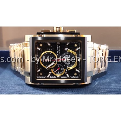 Balmer 42mm Rectangle XL Chronograph Men Quartz Watch A8144G GP-4