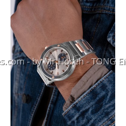 GUESS Mens 2-Tone Silver Tone Multi-function Watch 45mm GW0795G2
