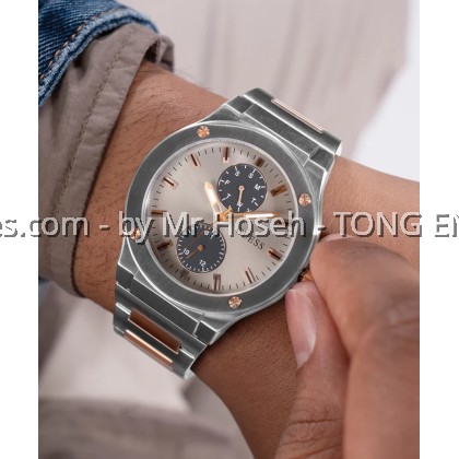 GUESS Mens 2-Tone Silver Tone Multi-function Watch 45mm GW0795G2