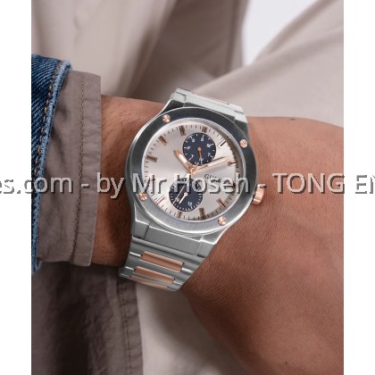 GUESS Mens 2-Tone Silver Tone Multi-function Watch 45mm GW0795G2