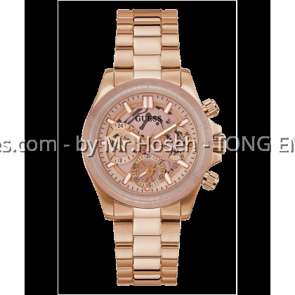 GUESS Ladies Rose Gold Tone 2-Tone Multi-function Watch 39mm GW0557L2