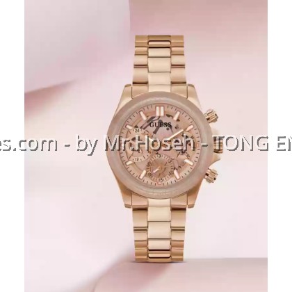 GUESS Ladies Rose Gold Tone 2-Tone Multi-function Watch 39mm GW0557L2