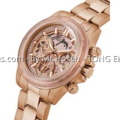 GUESS Ladies Rose Gold Tone 2-Tone Multi-function Watch 39mm GW0557L2
