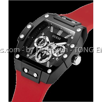 GUESS Mens Red Black Multi-function Watch 41.5mm GW0203G4