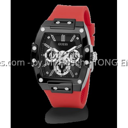 GUESS Mens Red Black Multi-function Watch 41.5mm GW0203G4