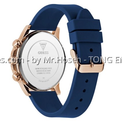 GUESS Mens Blue Rose Gold Tone Multi-function Watch 44mm GW0913G1
