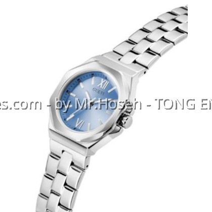 Guess Empress Silver-Tone Round Analog Watch 34mm GW0873L1