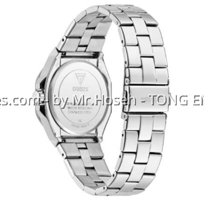 Guess Empress Silver-Tone Round Analog Watch 34mm GW0873L1