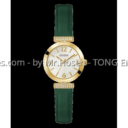 GUESS Ladies Green Gold Tone Analog 28mm Watch GW0614L4