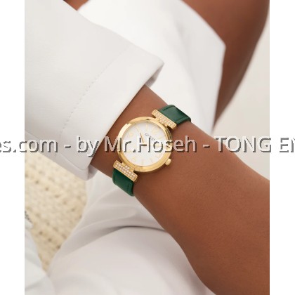 GUESS Ladies Green Gold Tone Analog 28mm Watch GW0614L4