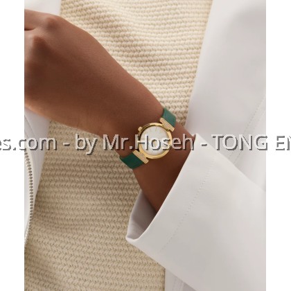 GUESS Ladies Green Gold Tone Analog 28mm Watch GW0614L4
