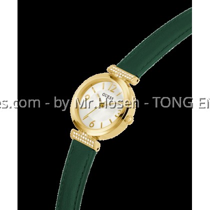 GUESS Ladies Green Gold Tone Analog 28mm Watch GW0614L4