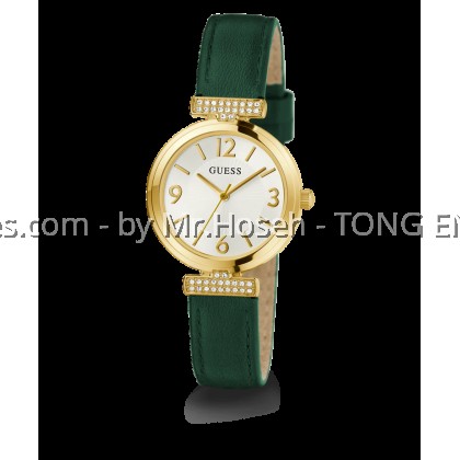 GUESS Ladies Green Gold Tone Analog 28mm Watch GW0614L4