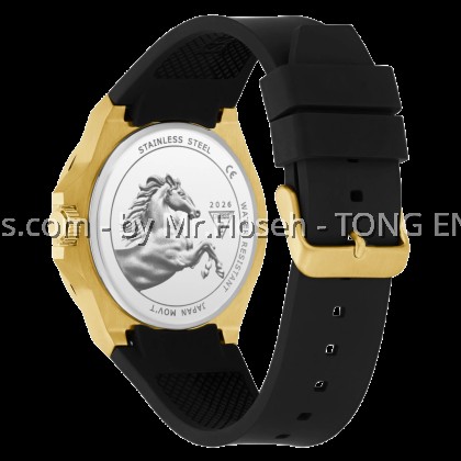 Guess Mens Year of the Horse Black Gold Tone 44mm Analog Watch GW0979G1 Guess Mens Year of the Horse Black Gold Tone 44mm Analog Watch GW0979G1